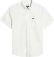 Brixton Sanford Oxford Short Sleeve Cotton Blend Button-Up Shirt