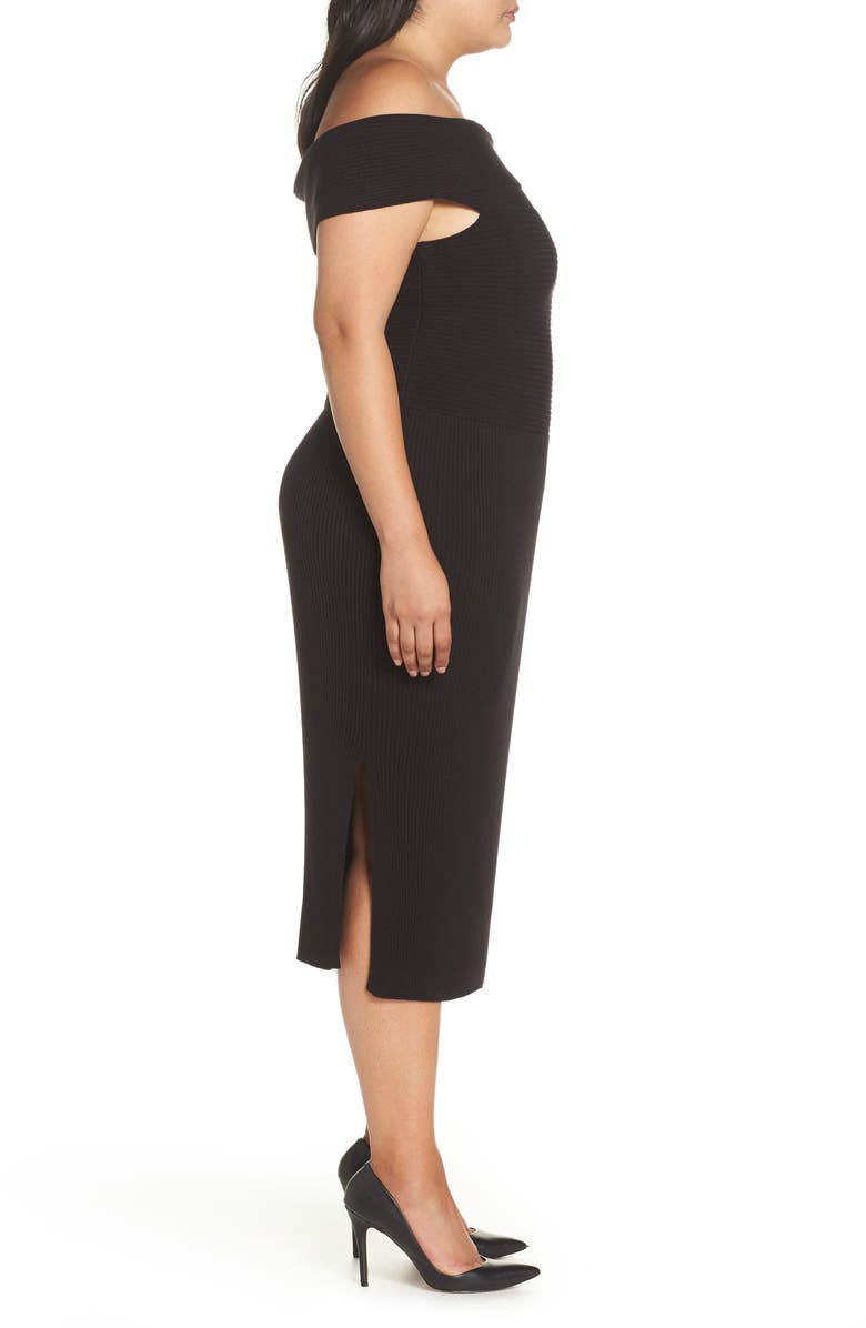 Eliza J Off the Shoulder Midi Sweater Dress, Alternate, color, 