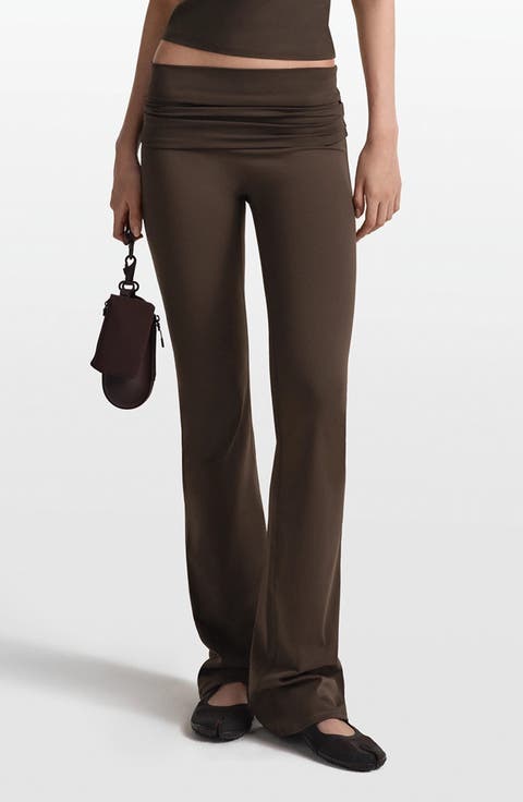 Matte Flared Foldover Waist Pants