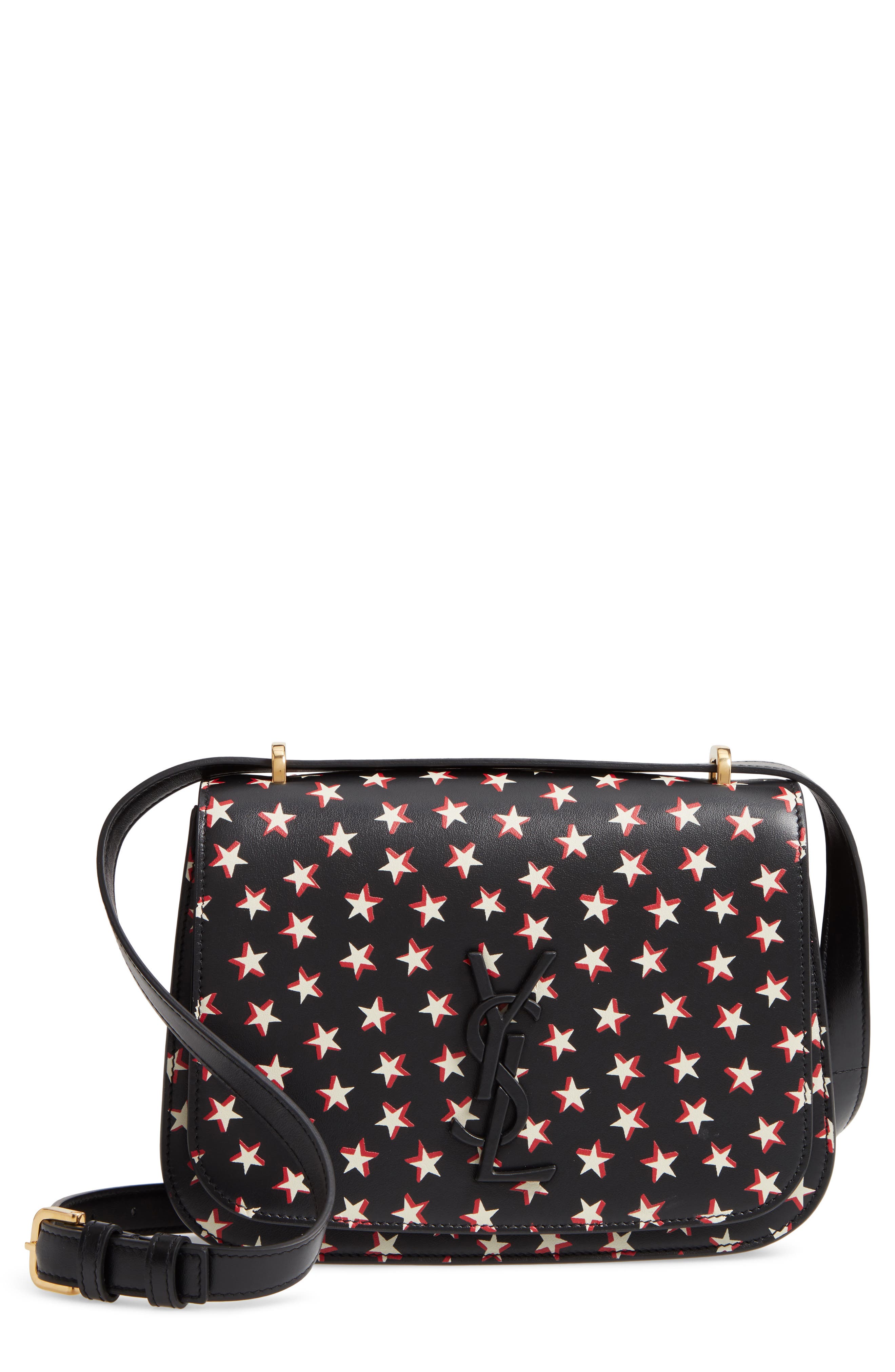 Saint Laurent Small Spontini Star Print Leather Crossbody Bag, Main, color, 