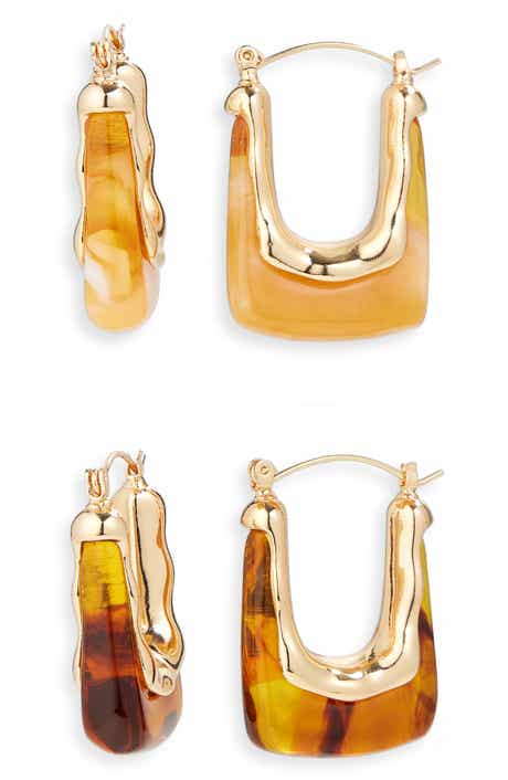 Tasha Set of 2 Resin Oval Hoop Earrings