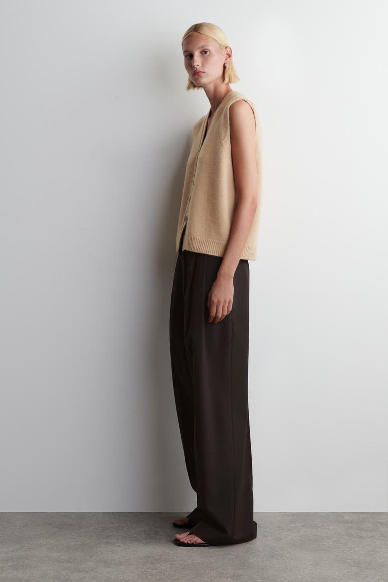 Knitted Cashmere-Blend Tank, Alternate, color, BEIGE