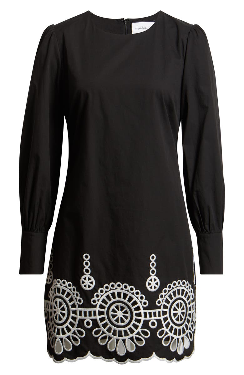 LAYERED WITH LOVE Embroidered Eyelet Border Long Sleeve Cotton Minidress, Alternate, color, 