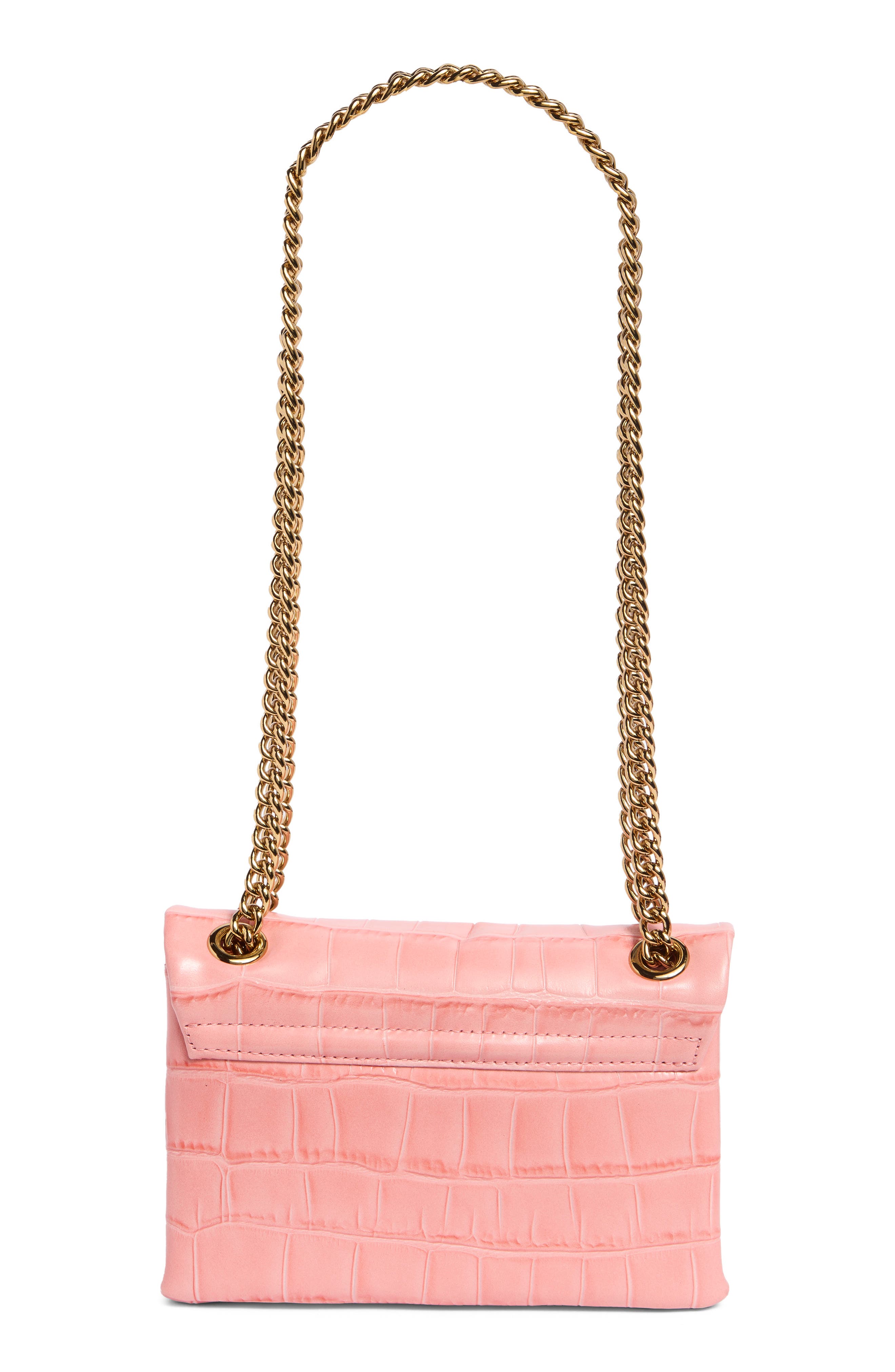 Mini Brixton Croc Embossed Leather Crossbody Bag, Alternate, color, PINK