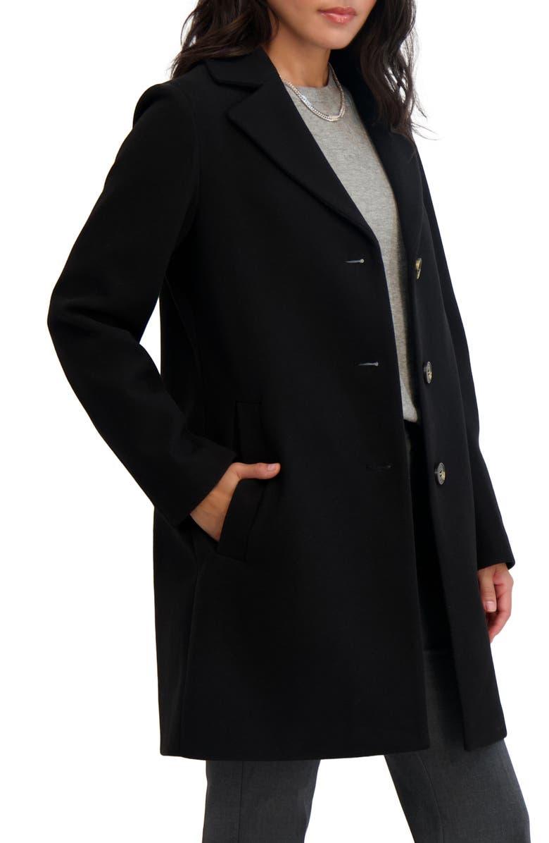 Tahari Lina Single Breasted Coat, Alternate, color, Black