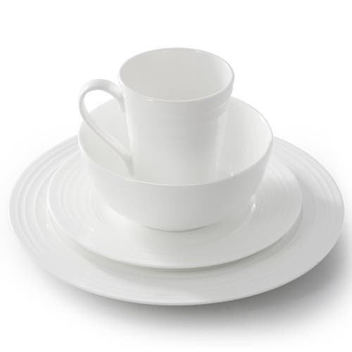 Gibson Elite Pascale 16 Piece Embossed Bone China Dinnerware Set In White
