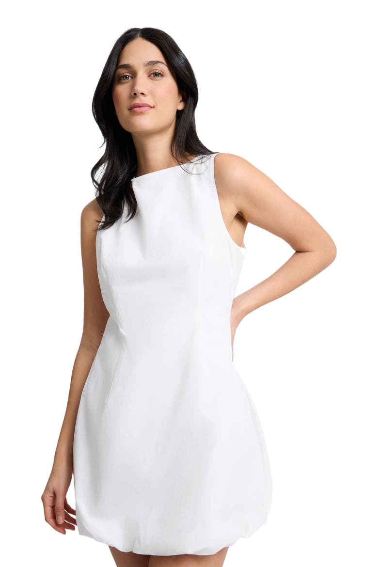 Fitted Boatneck Bubble Mini Dress, Alternate, color, White