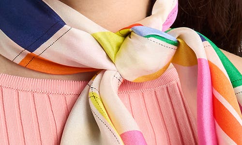 Kate Spade New York Argyle Silk Square Scarf In White Multi