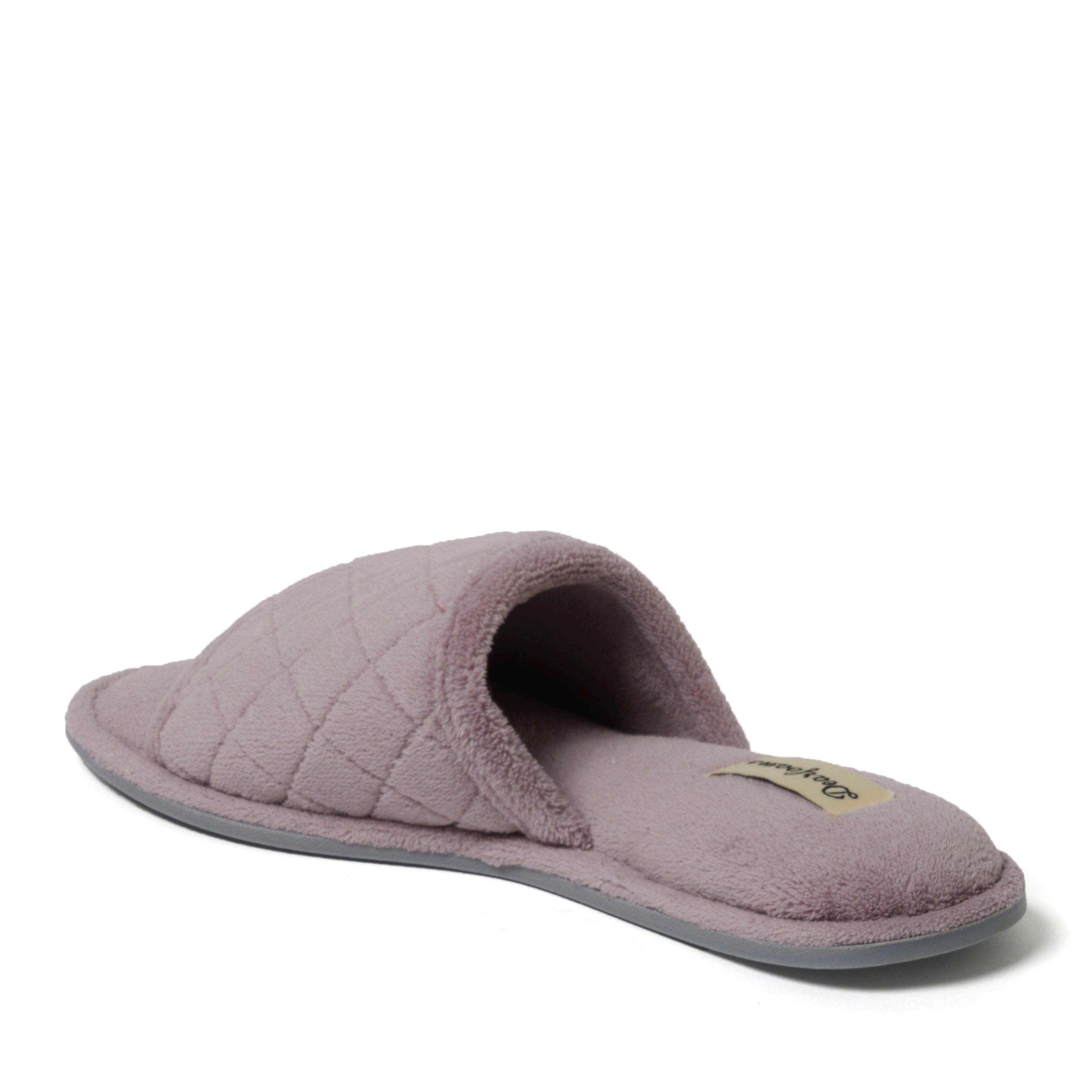 Beatrice Quilted Microfiber Terry Shower Slide Slipper, Alternate, color, Frosted Plum