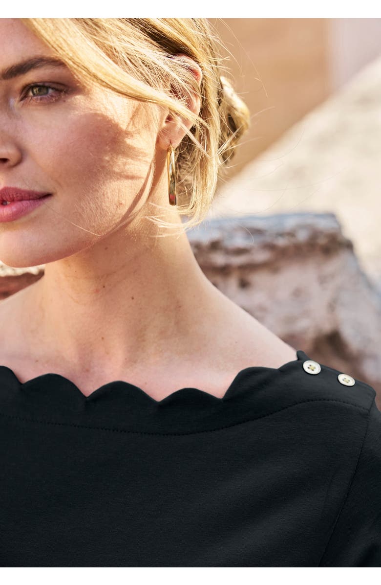 Jessica London Scallop Boatneck Tunic, Alternate, color, Black