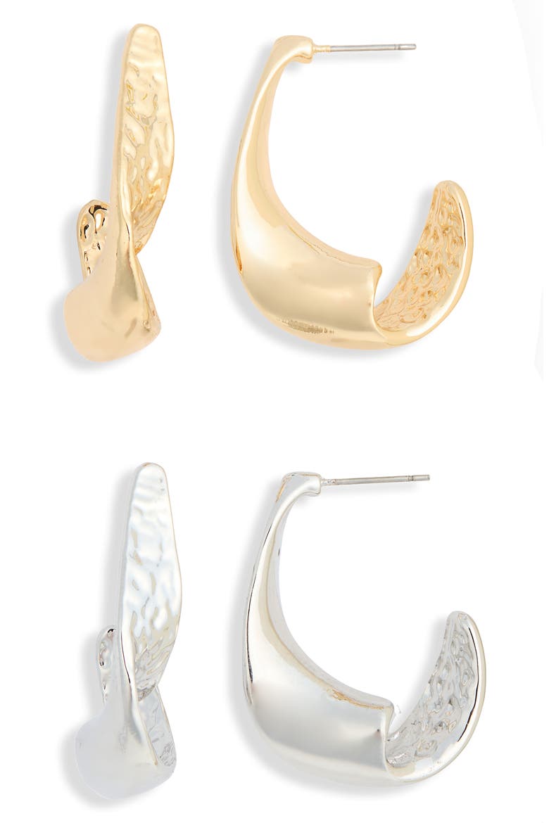2-Pack Hoop Earrings, Main, color, GOLD/ SILVER