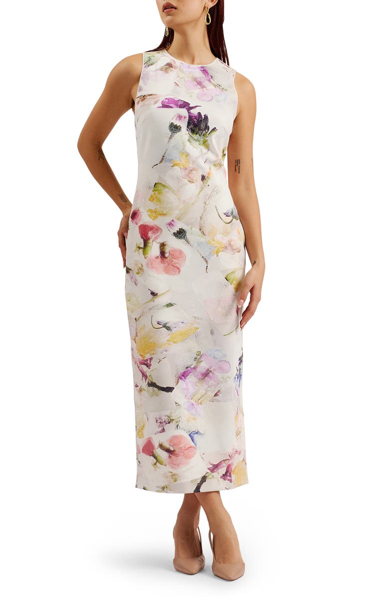 Ted Baker London Lilyha Floral Sleeveless Scuba Crepe Dress, Main, color, 
