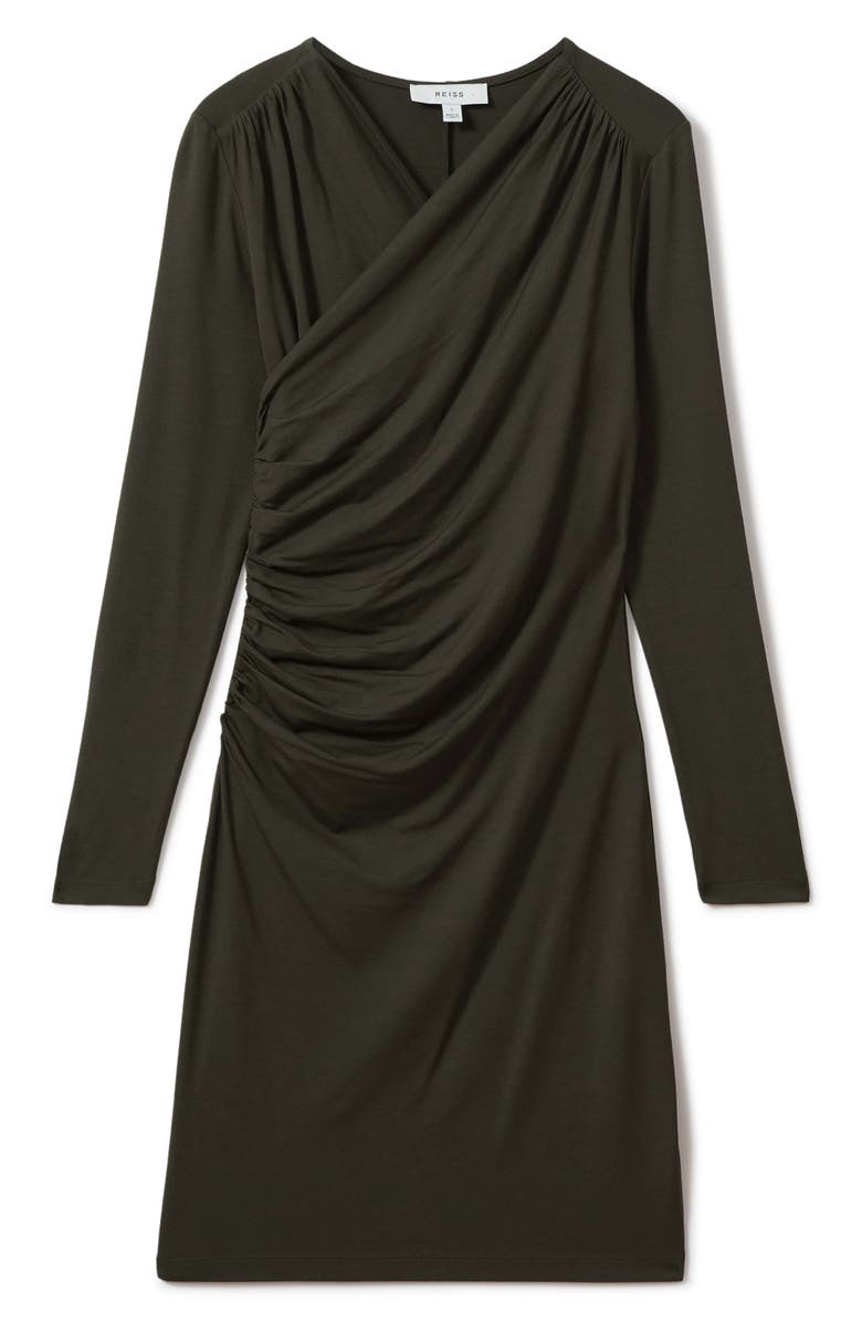 Reiss Lisa Long Sleeve Ruched Minidress, Alternate, color, Khaki
