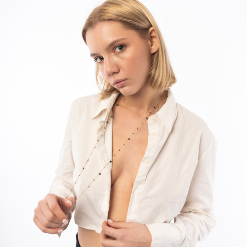 Spero London Sterling Silver Fine Tourmaline Long Necklace In Gold