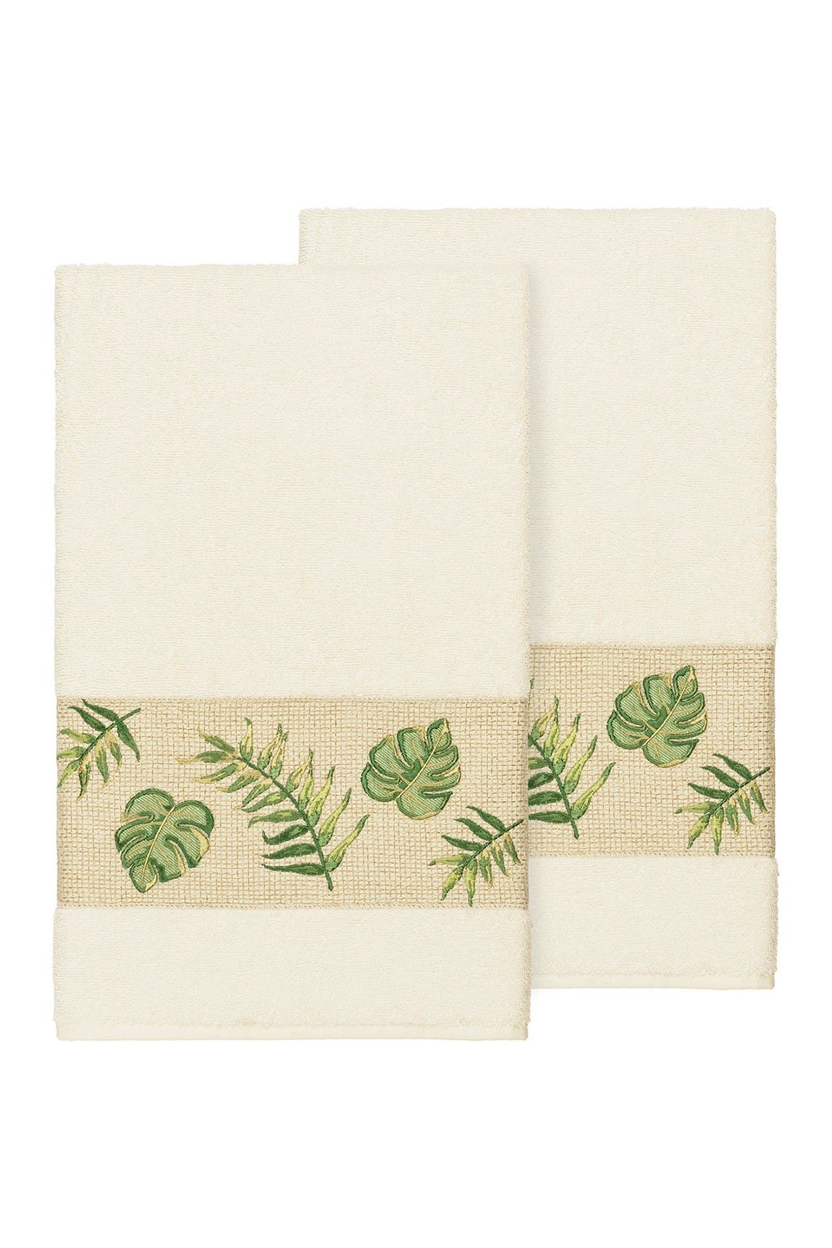 Linum Home Textiles Zoe Embellished Bath Towel - Set of 2 - Cream