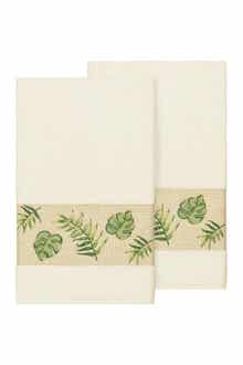 Linum Home Textiles Zoe Embellished Bath Towel - Set of 2 - Cream