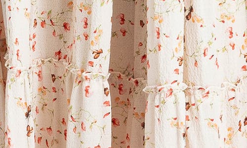 Max Studio Floral Print Maxi Dress In Ecru/coral Sweetpea Swirl