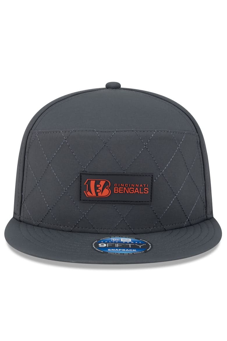 Men's New Era Charcoal Cincinnati Bengals 2025 Sideline Cold Weather Split Panel 9FIFTY Snapback Hat, Alternate, color, Charcoal