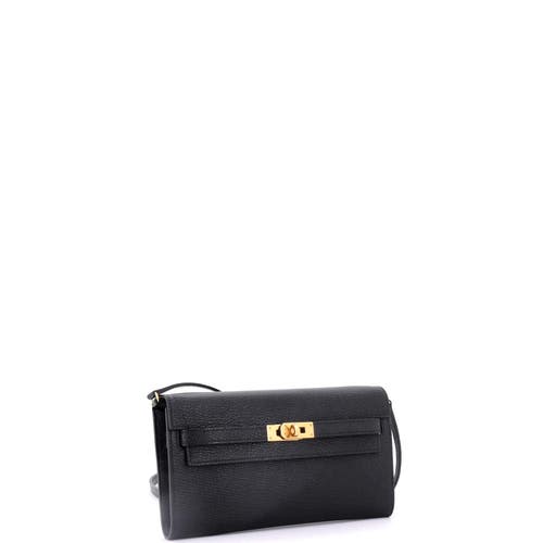 Pre-owned Hermes Hermes Kelly To Go Wallet Chevre Mysore In Black