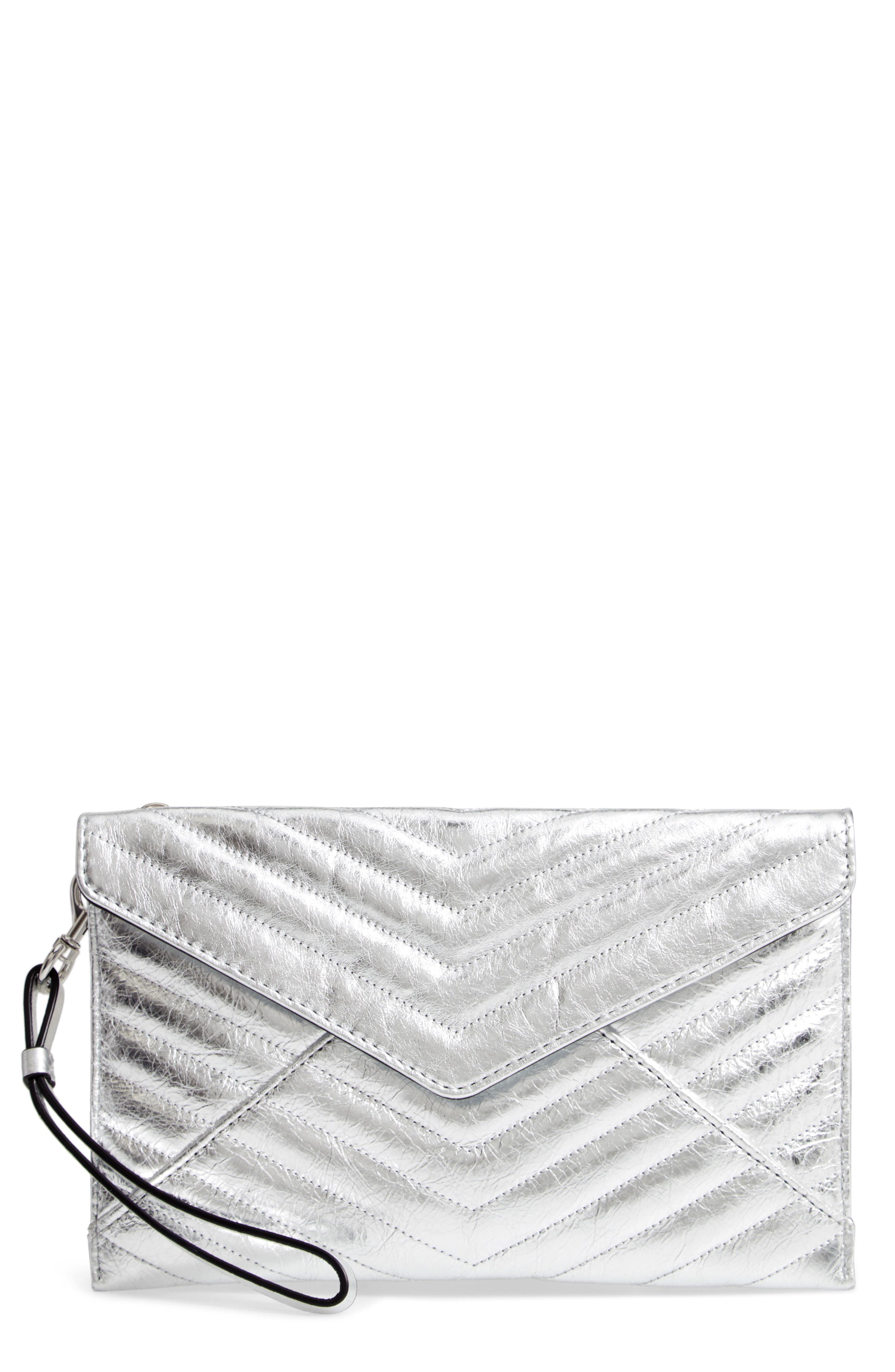 Rebecca Minkoff Leo Quilted Leather Clutch, Main, color, 