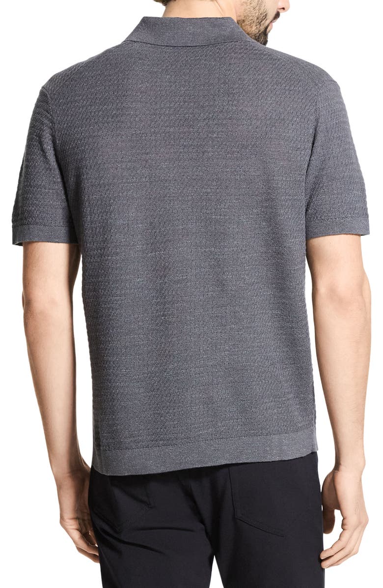 Theory Brenan Linen Blend Polo, Alternate, color, Carbon