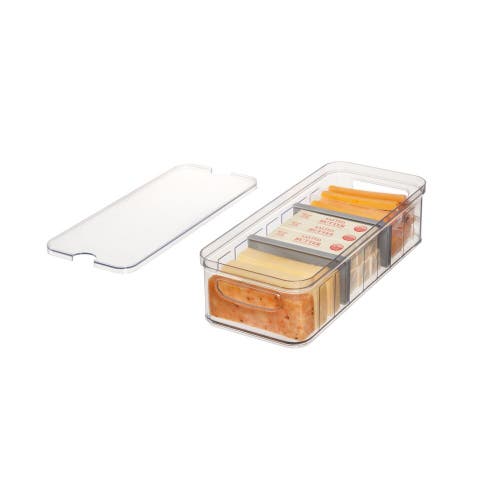 Idesign Large Fridge Organizer Bin With Removable Divider And Lid