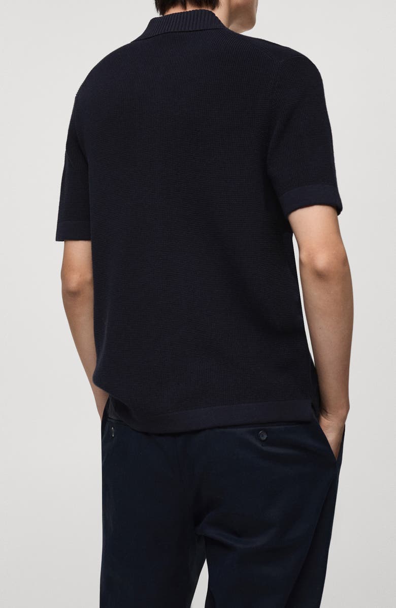 MANGO Cotton Knit Short Sleeve Button-Up Shirt, Alternate, color, 