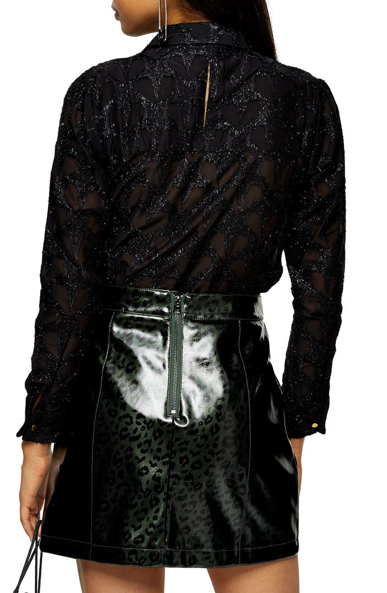 Topshop Fringe Star Jacquard Top, Alternate, color,
