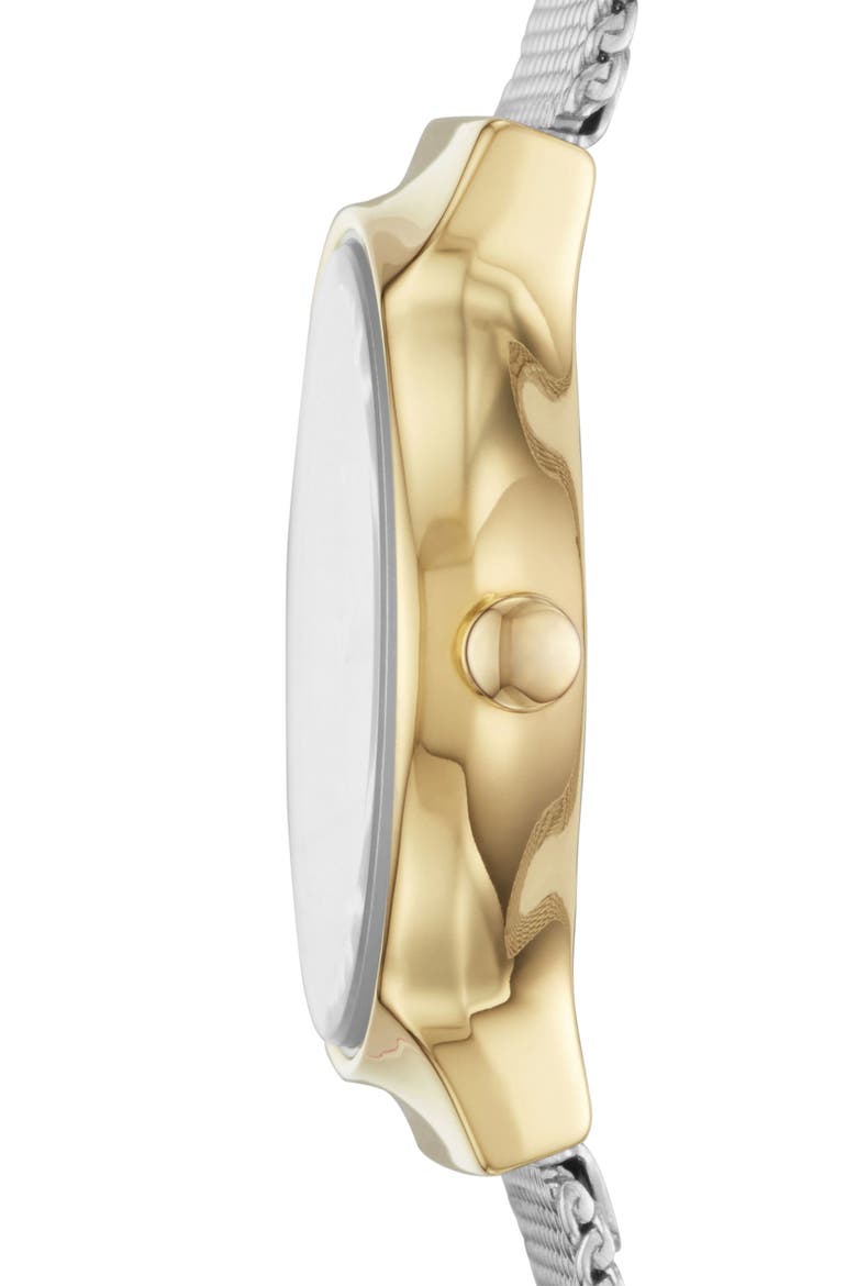 Freja Crystal Accent Mesh Strap Watch, 26mm, Alternate, color, SILVER/ WHITE/ GOLD