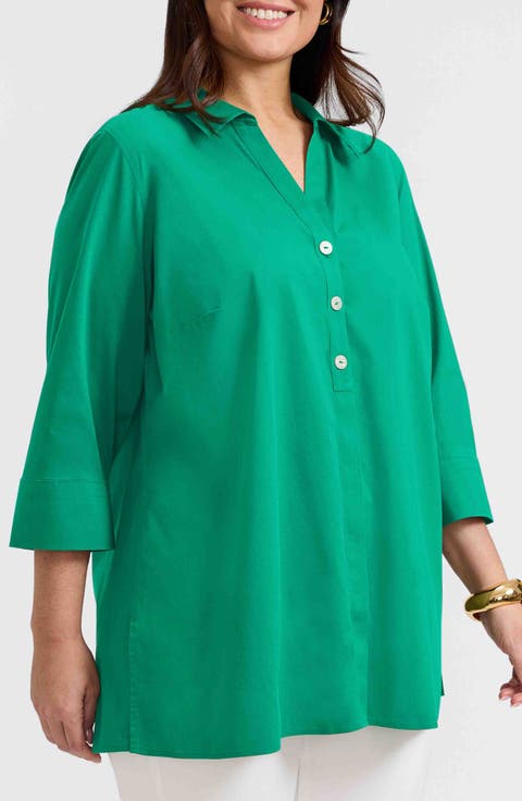 Pamela Non-Iron Stretch Tunic Blouse (Plus Size)