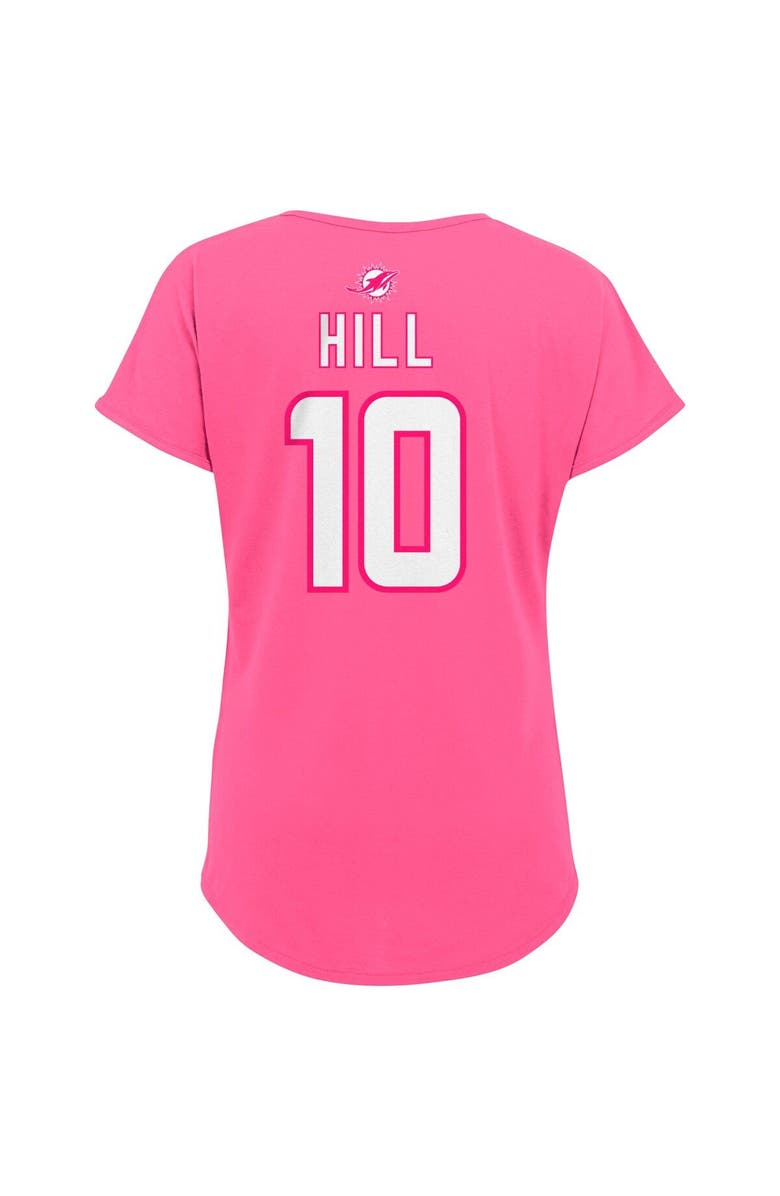 Outerstuff Girls Youth Tyreek Hill Pink Miami Dolphins Player Name & Number T-Shirt, Alternate, color, 