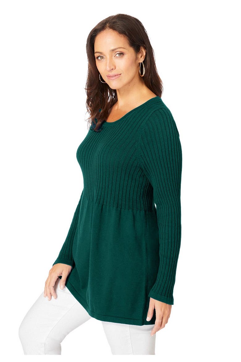 Ribbed Baby Doll Tunic Sweater, Alternate, color, EMERALD GREEN