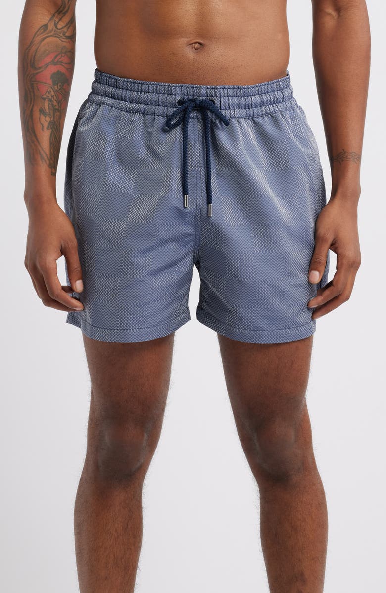 Frescobol Carioca Sport Copa Check Pattern Swim Trunks, Main, color,