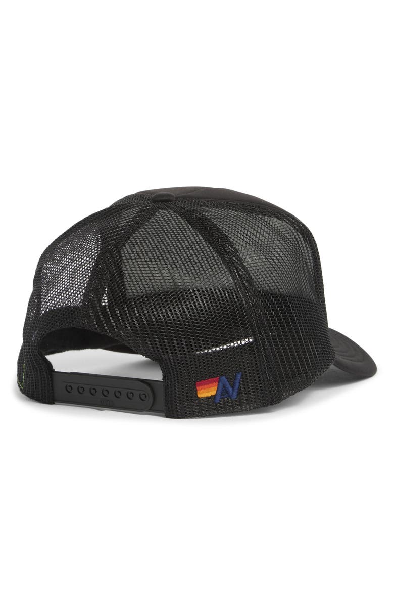 Aviator Nation Logo Rainbow Trucker Hat, Alternate, color, Black