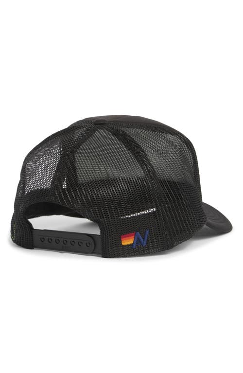 Aviator Nation Logo Rainbow Trucker Hat In Black