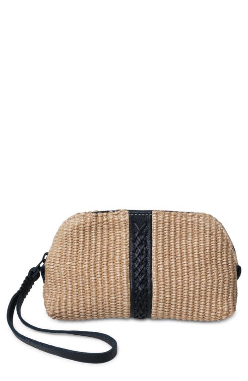 Callista Woven Fabric & Leather Wristlet In Black