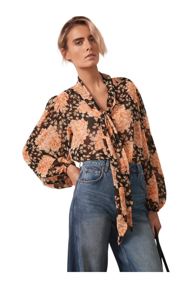 Printed Blouse, Main, color, Orange