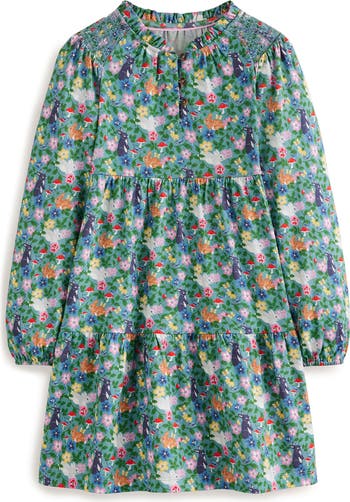 Mini Boden Kids Bunny Print Long Sleeve Tiered Dress Nordstrom