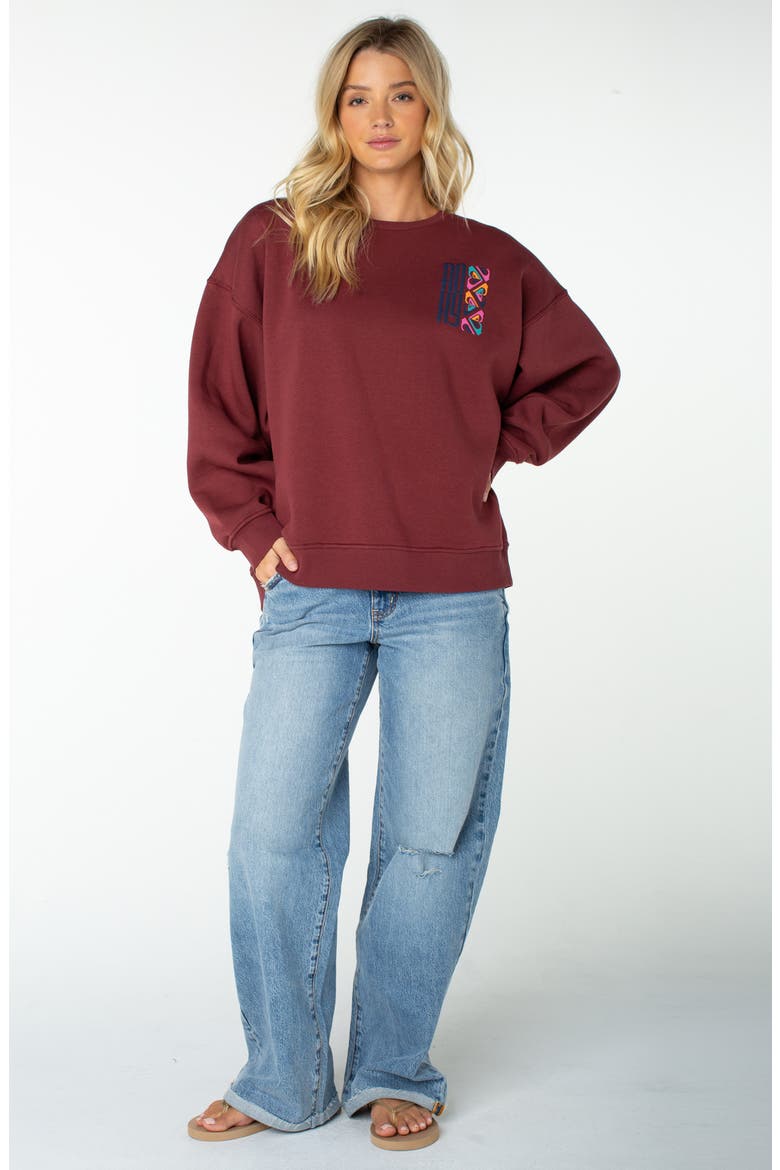 Morning Stroll Crewneck Sweatshirt, Alternate, color, PORT