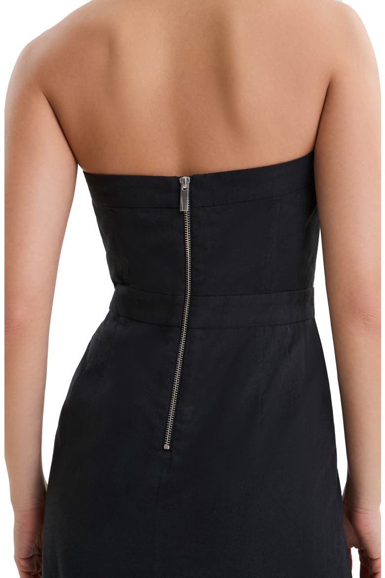 Candice Strapless Linen & Cotton Dress, Alternate, color, BLACK