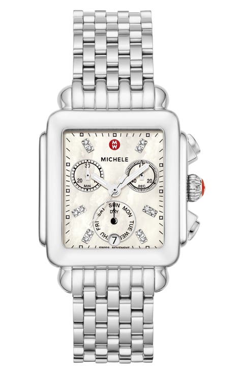 Deco Diamond Dial Watch Head & Bracelet, 33mm