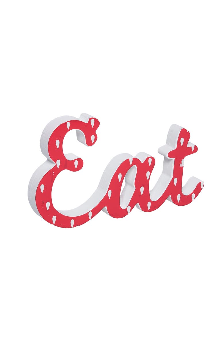 Transpac MDF Eat Sitting Decor Wall Sign Red for Spring Wall and Entryway Decor, Alternate, color, Red