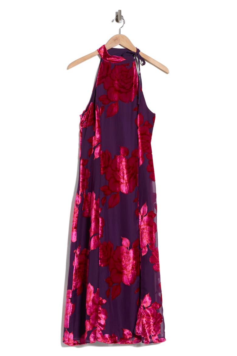 Floral Mock Neck Sleeveless Dress, Alternate, color, PLUM SKETCHED FLORAL