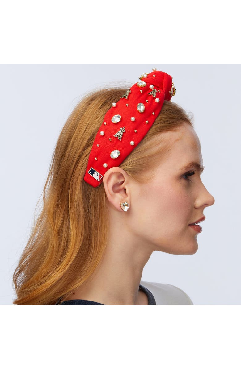 Lele Sadoughi MLB Los Angeles Angels Embellished Headband, Alternate, color, Red 600
