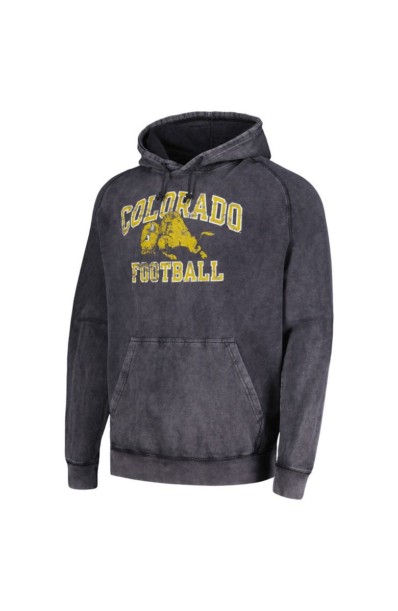 IMAGE ONE Men's Heather Black Colorado Buffaloes Arch Vintage Mascot Raglan Pullover Hoodie, Alternate, color,
