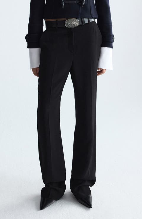 Wool Straight Leg Suit Trousers