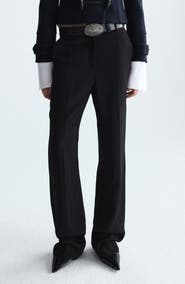 MANGO Wool Straight Leg Suit Trousers
