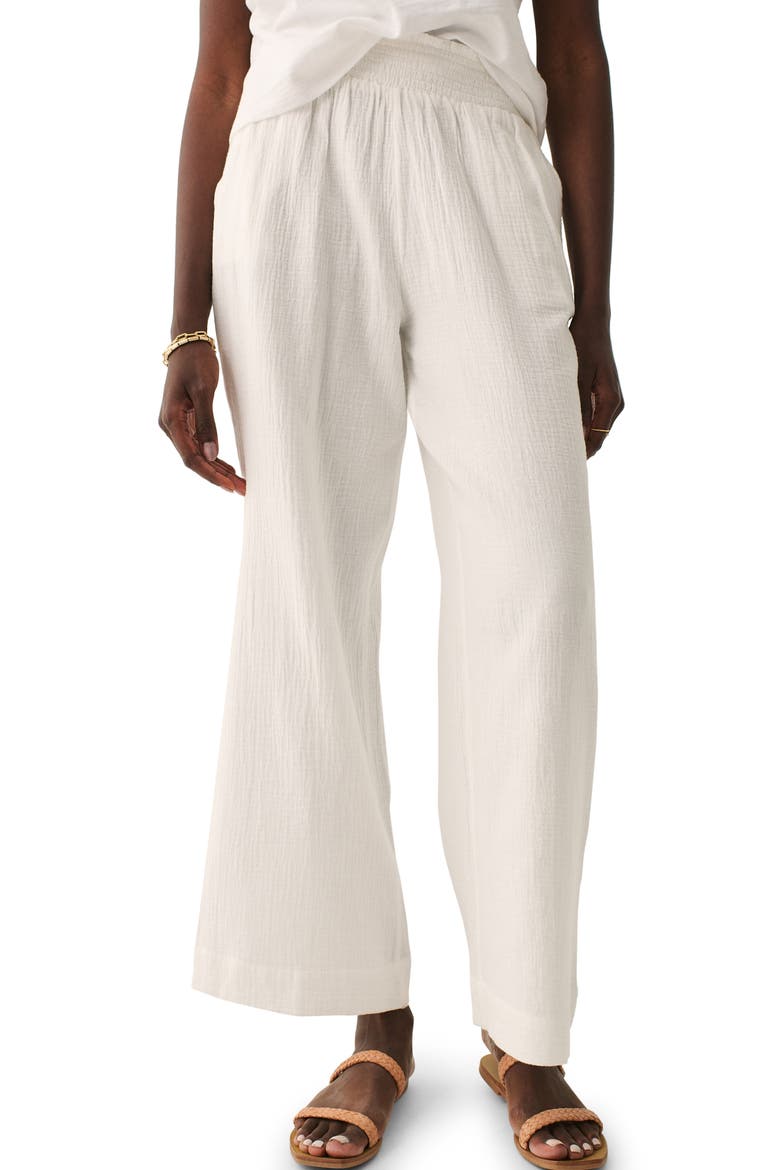 Dream Organic Cotton Gauze Wide Leg Pants, Main, color, WHITE
