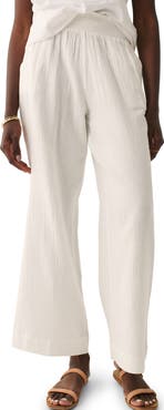 Faherty Dream Organic Cotton Gauze Wide Leg Pants