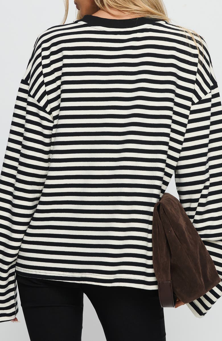 Princess Polly Settle Down Stripe Oversize T-Shirt, Alternate, color, White